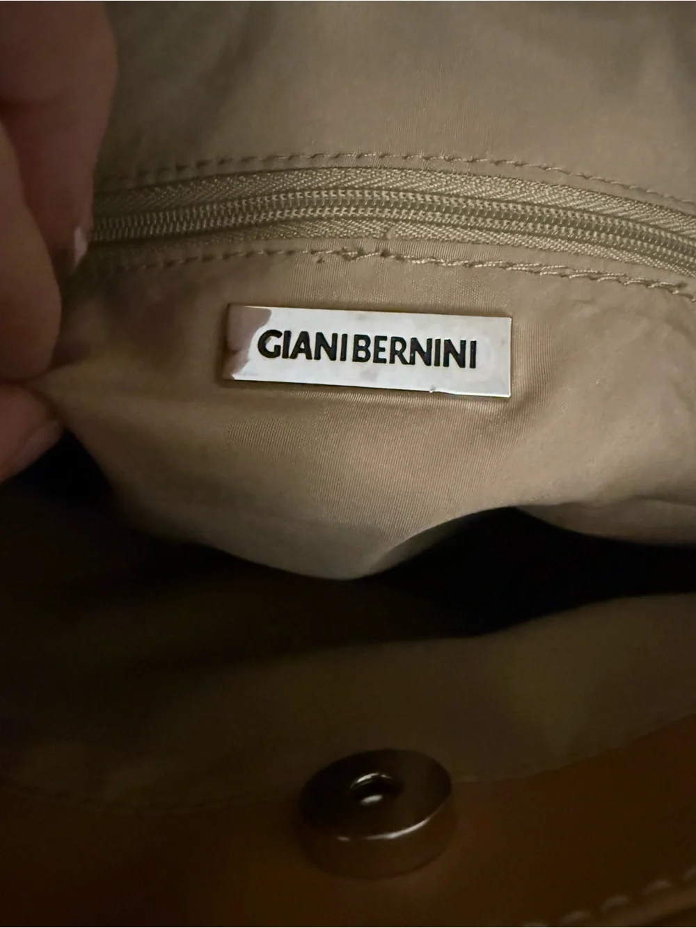 Giani Bernini Green & Tan Structured Tote Shoulder Bag
